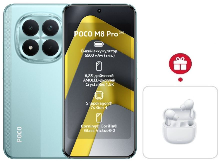 Смартфон Xiaomi Poco M8 Pro 5G 12/512GB Green + подарок купить,NaN