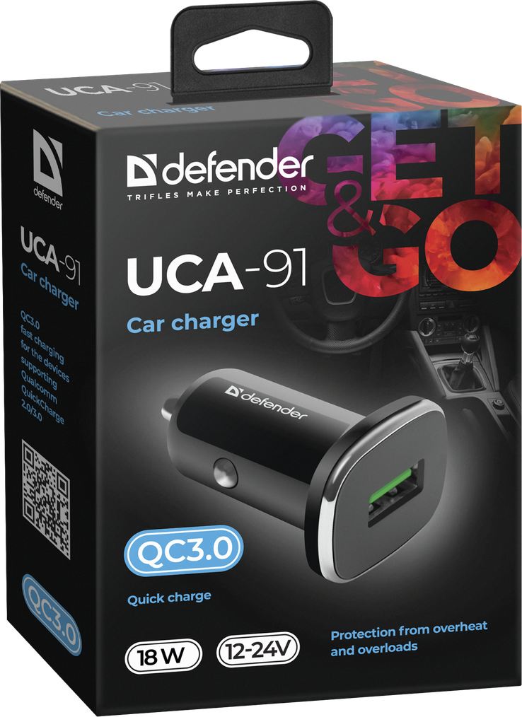  Автомобильное зарядное устройство Defender UCA-91 черное купить,NaN