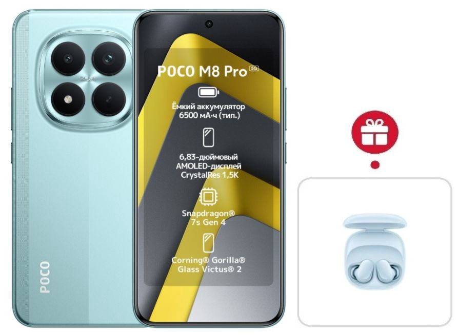 Смартфон Xiaomi Poco M8 Pro 5G 12/512GB Green + подарок купить,NaN