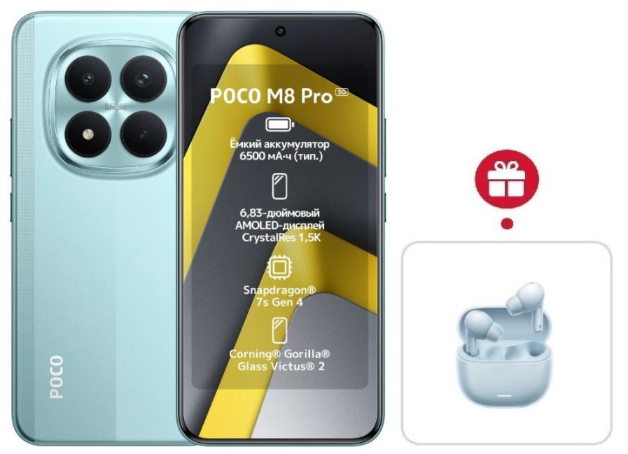 Смартфон Xiaomi Poco M8 Pro 5G 12/512GB Green + подарок купить,NaN