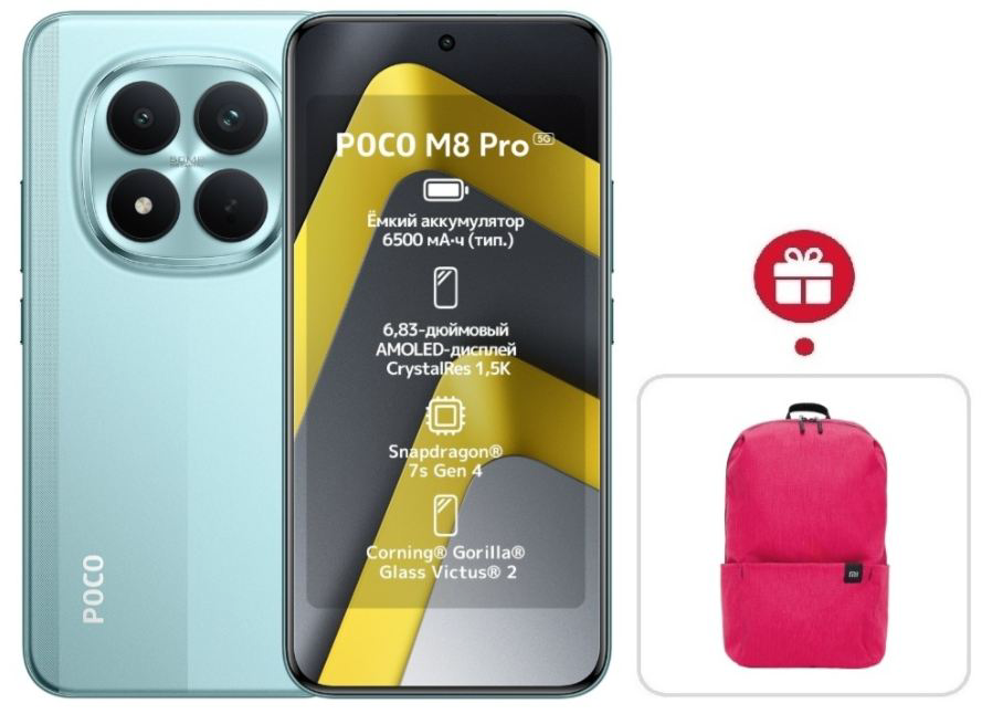 Смартфон Xiaomi Poco M8 Pro 5G 12/512GB Green + подарок купить,NaN
