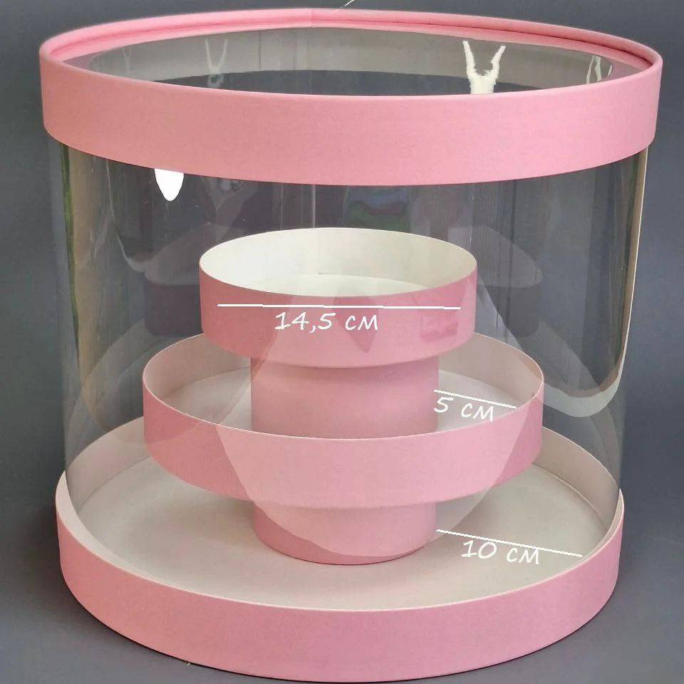 Коробка Box.kz аква-тубус 30х25см 3 яруса розовая