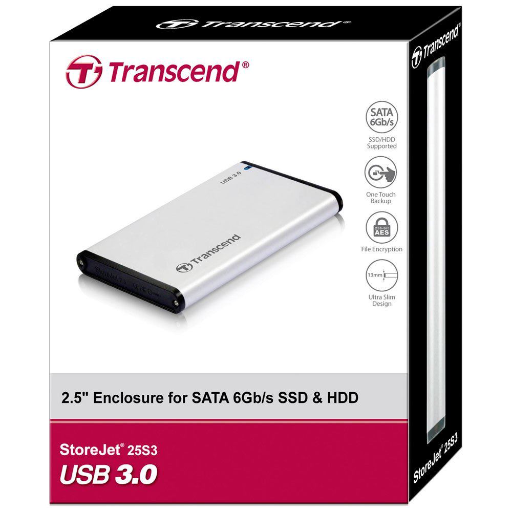 Внешний бокс для установки SSD/HDD Transcend TS0GSJ25S3 серебристый купить,9743