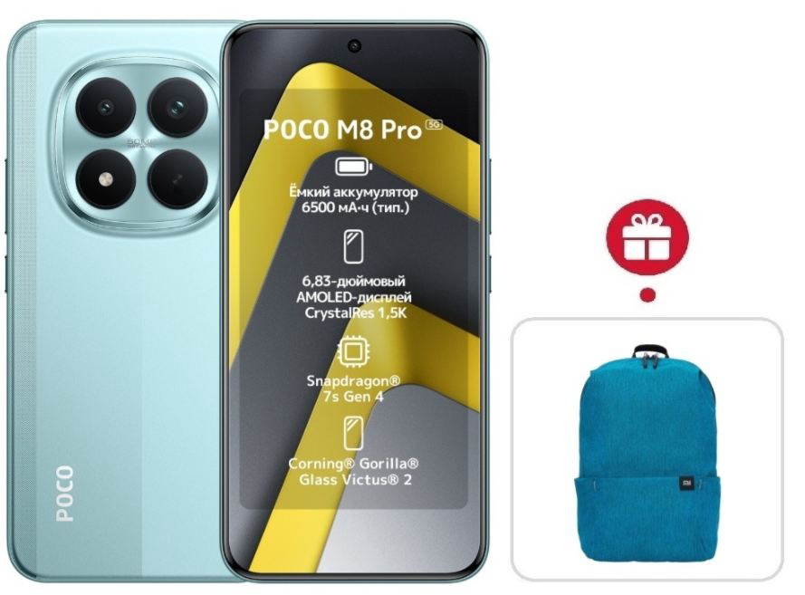 Смартфон Xiaomi Poco M8 Pro 5G 12/512GB Green + подарок купить,NaN