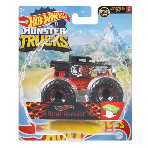 Машинка Hot Wheels Monster Trucks 1:64 Bone Shaker черная купить,NaN
