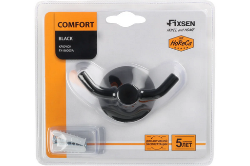 Крючок двойной Fixsen Comfort Black FX-86005A черный