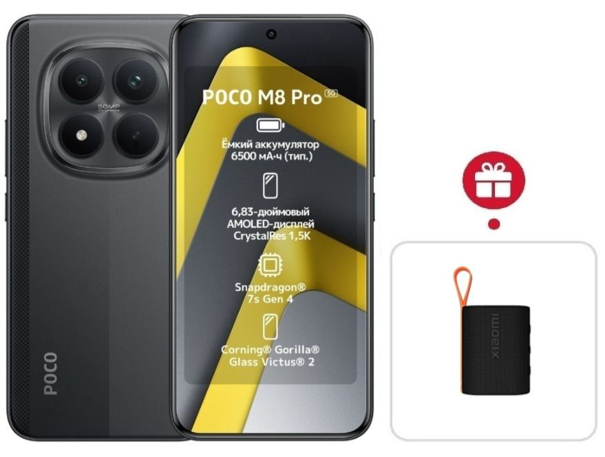 Смартфон Xiaomi Poco M8 Pro 5G 12/512GB Black + подарок купить,NaN