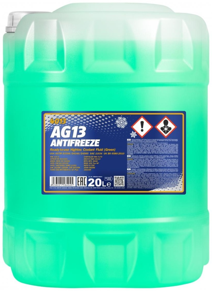 Антифриз Mannol 4013 AG13 зеленый G-13 10 л купить,NaN