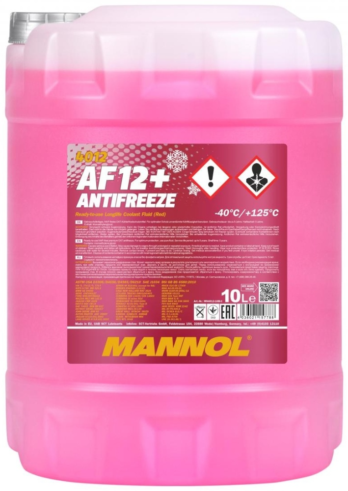 Антифриз Mannol 4012 AF12 зеленый G-12+ 10л купить,NaN