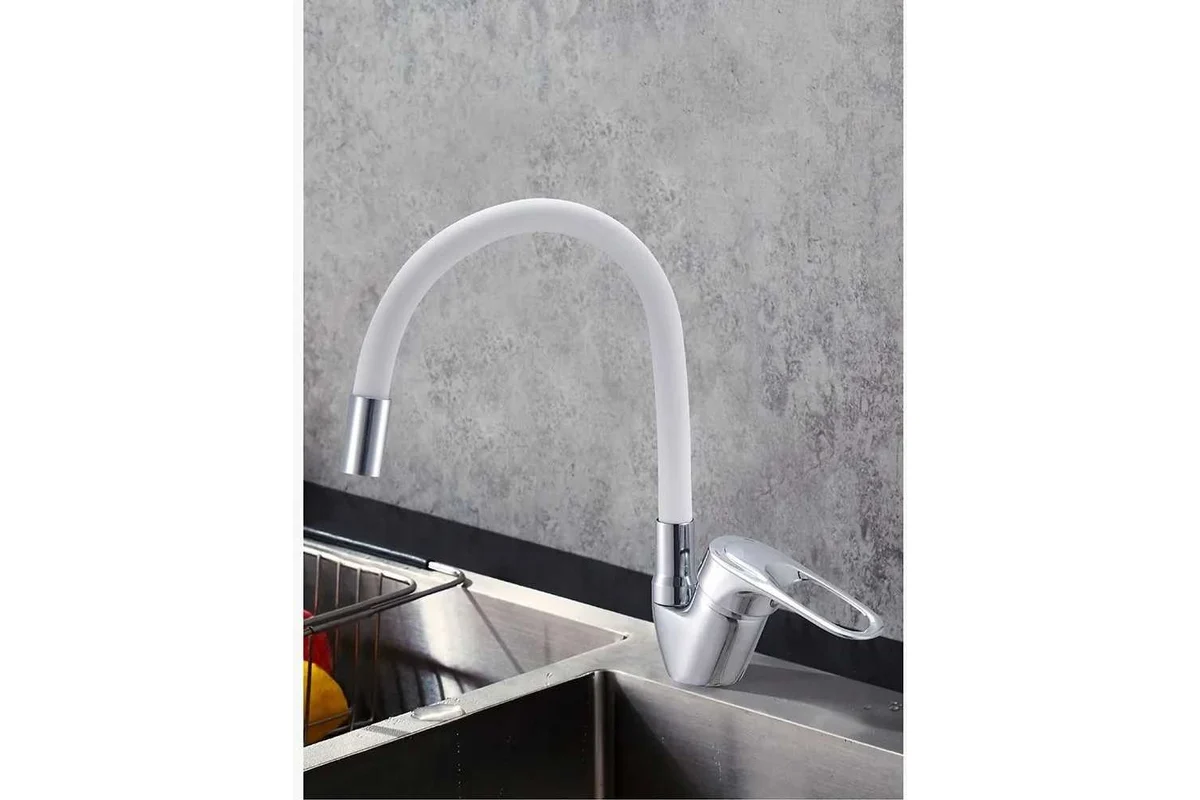 Смеситель Voda Elastic EH519white хром белый купить,43301