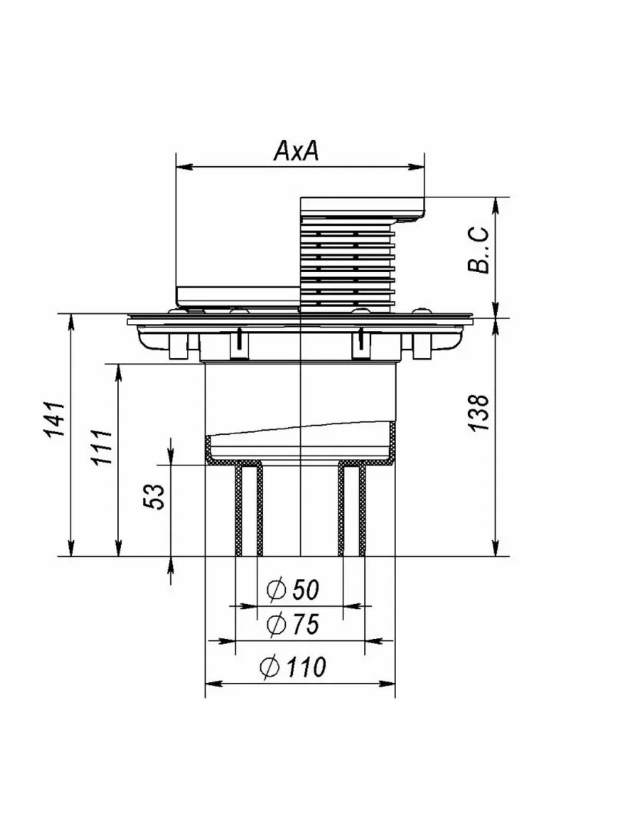 Трап с гидрозатвором C421L DN110