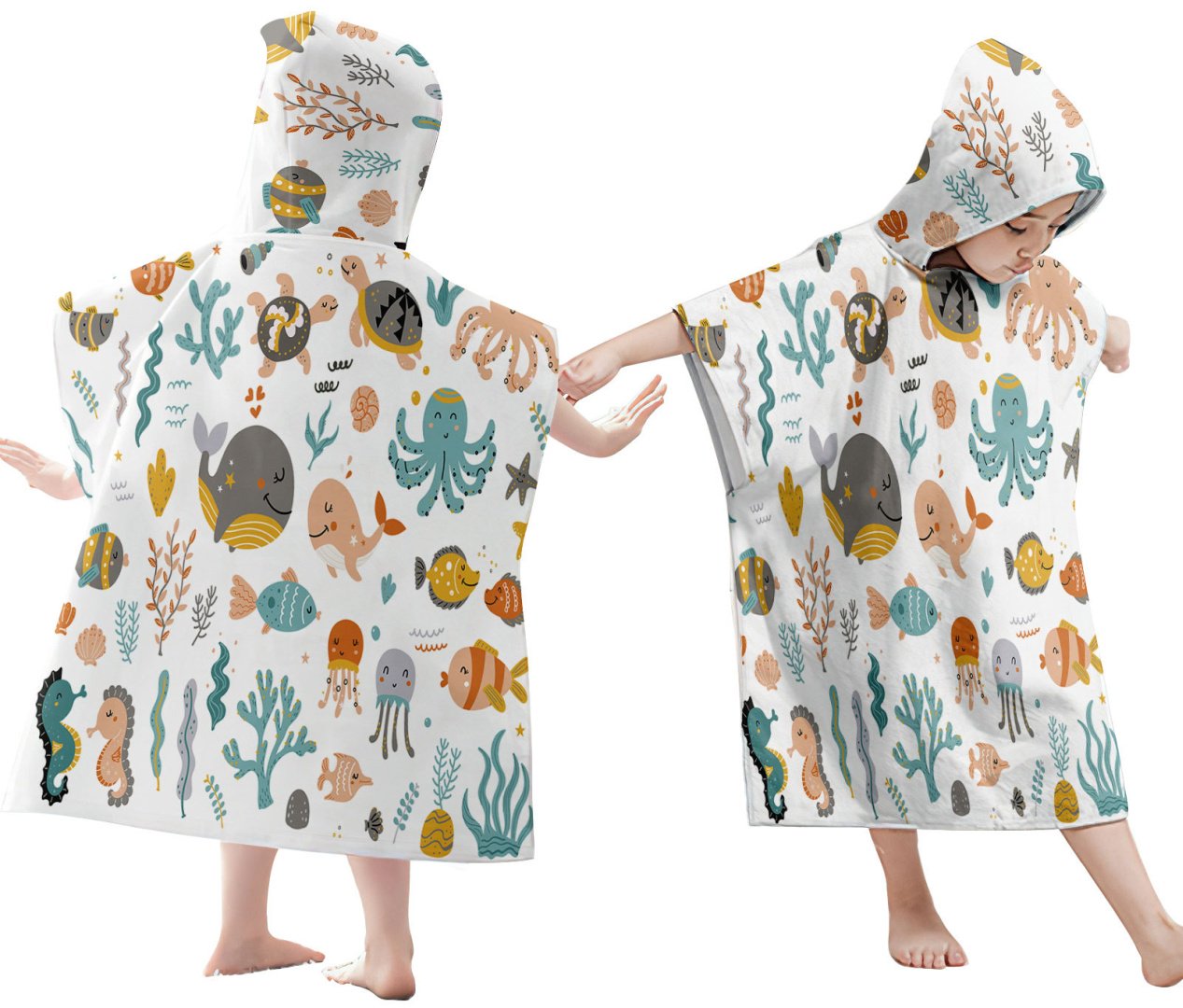 Полотенце-пончо TriumphEast Kids подводный мир 75x65 см 