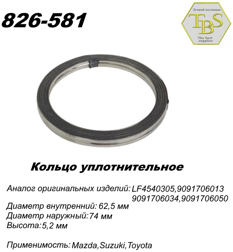 Кольцо глушителя TBS 826-581 / 771-962 / 256-282 купить,NaN