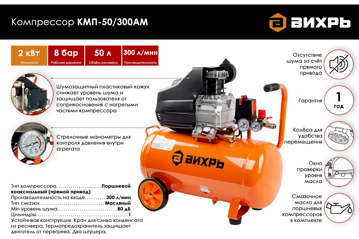 Компрессор Вихрь КМП-50/300АМ купить,83990
