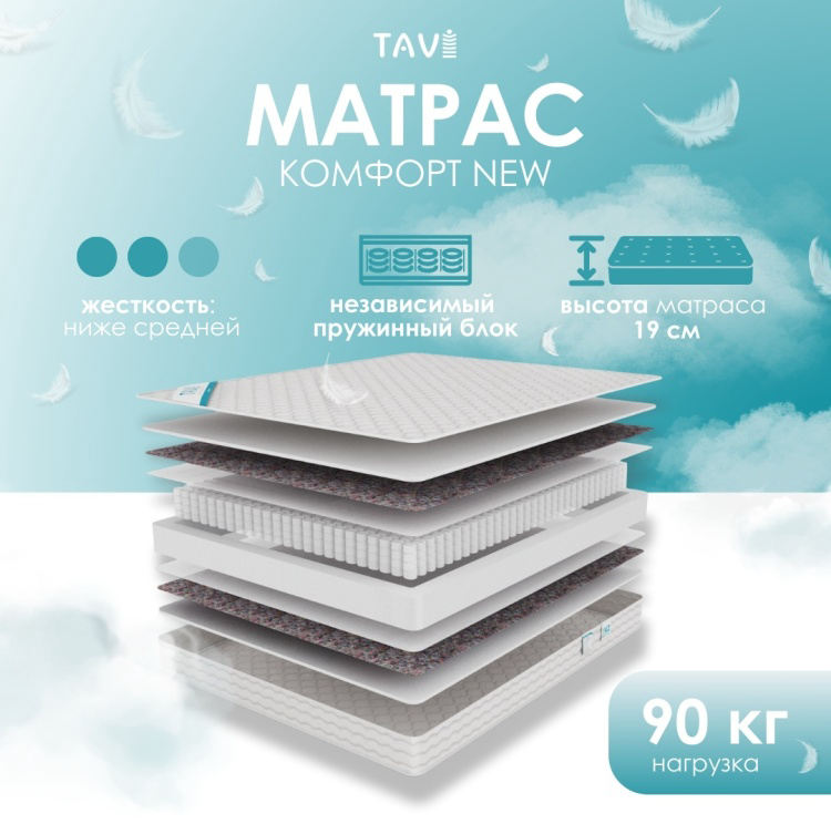 Матрас Tavi Комфорт 80х180см белый купить,NaN