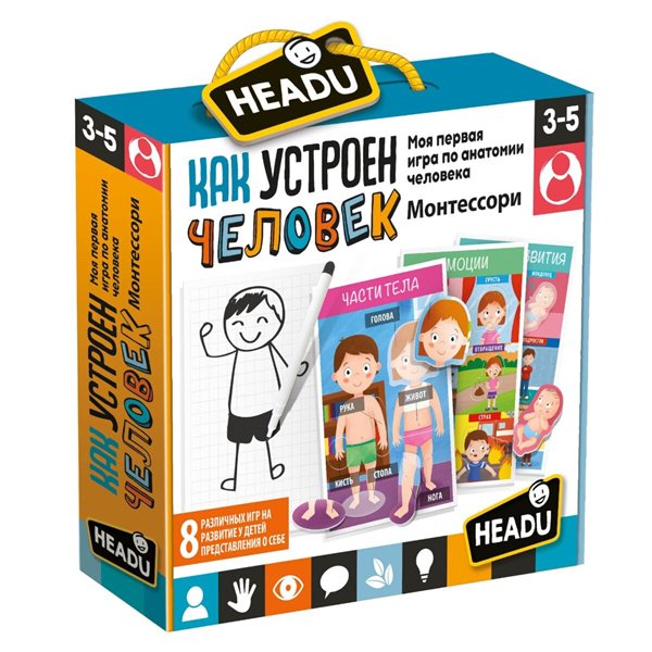 Настольная игра Headu Монтессори Как устроен человек купить,NaN