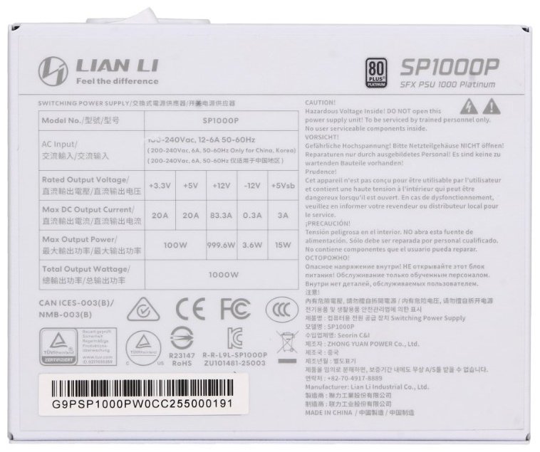 Блок питания LIAN LI SFX1000P (G9P.SP1000P.W000.EU) 1000 Вт купить,NaN