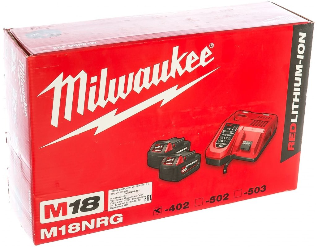 Аккумулятор Milwaukee 4933459215 Li-Ion 18 В 4 Ач 2 шт купить,NaN