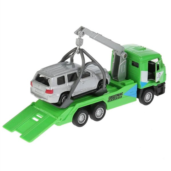 Машинка Технопарк Эвакуатор KAMAZ 12см+Toyota Land Cruiser 7.5см купить,NaN