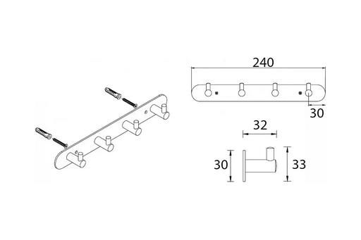 Планка 4 крючка Fixsen FX-31005-4 Hotel