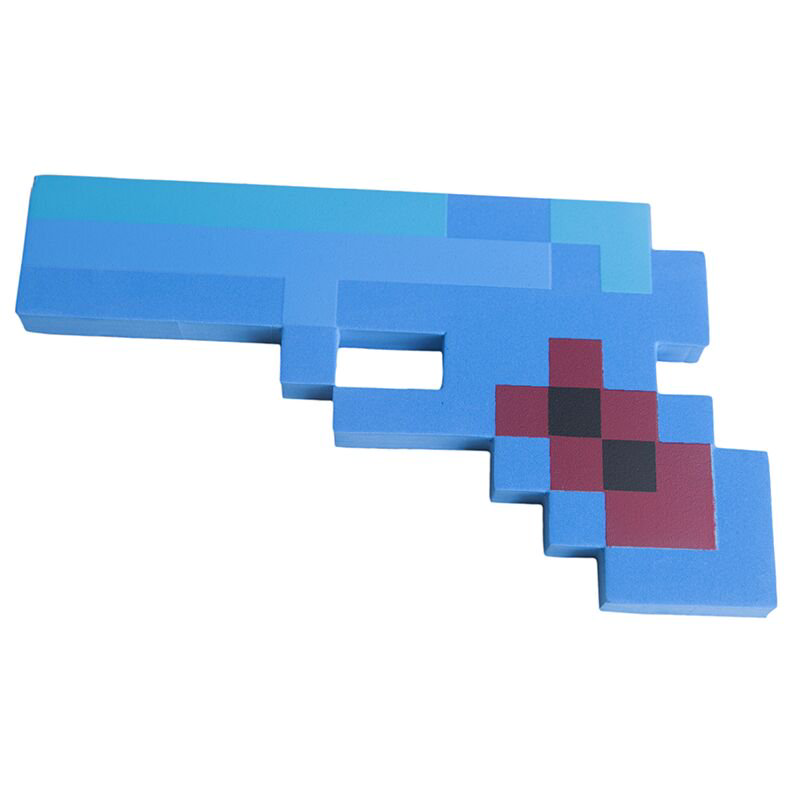 Пистолет Minecraft  пиксельный 22см синий купить,NaN