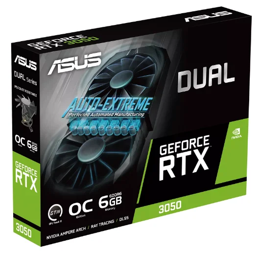 Видеокарта Asus GeForce RTX 3050 Dual OC Edition DUAL-RTX3050-O6G 6Gb Black - ForteMarket Видеокарта Asus GeForce RTX 3050 Dual OC Edition DUAL-RTX3050-O6G 6Gb Black купить,0