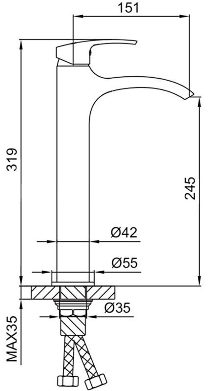 Смеситель для раковины Hans H13.1301 хром