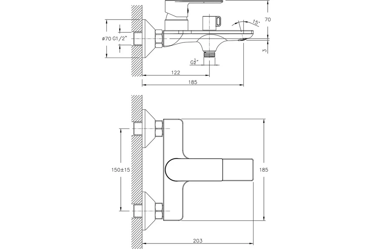 Смеситель для ванны Haiba HB60505 хром купить,34370