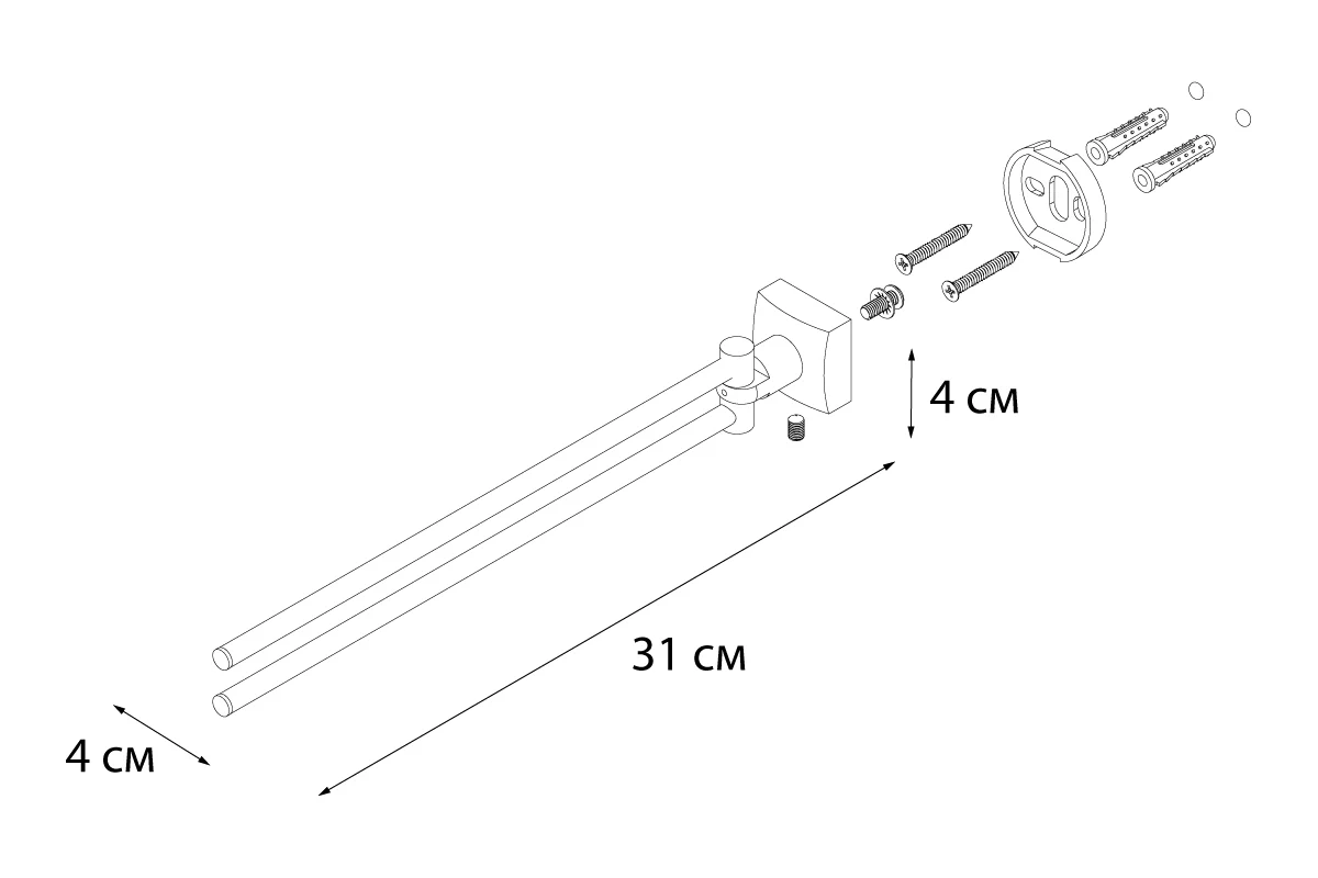 Полотенцедержатель Fixsen Kvadro FX-61302A 10шт хром