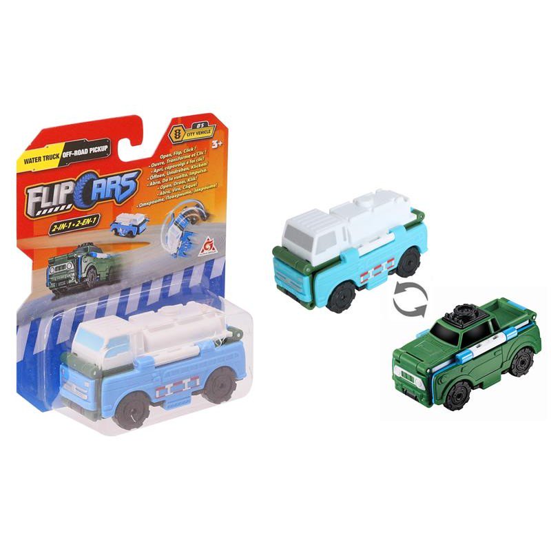 Машинка-трансформер Flip Cars 2в1 Водовоз и Внедорожный Пикап купить,NaN