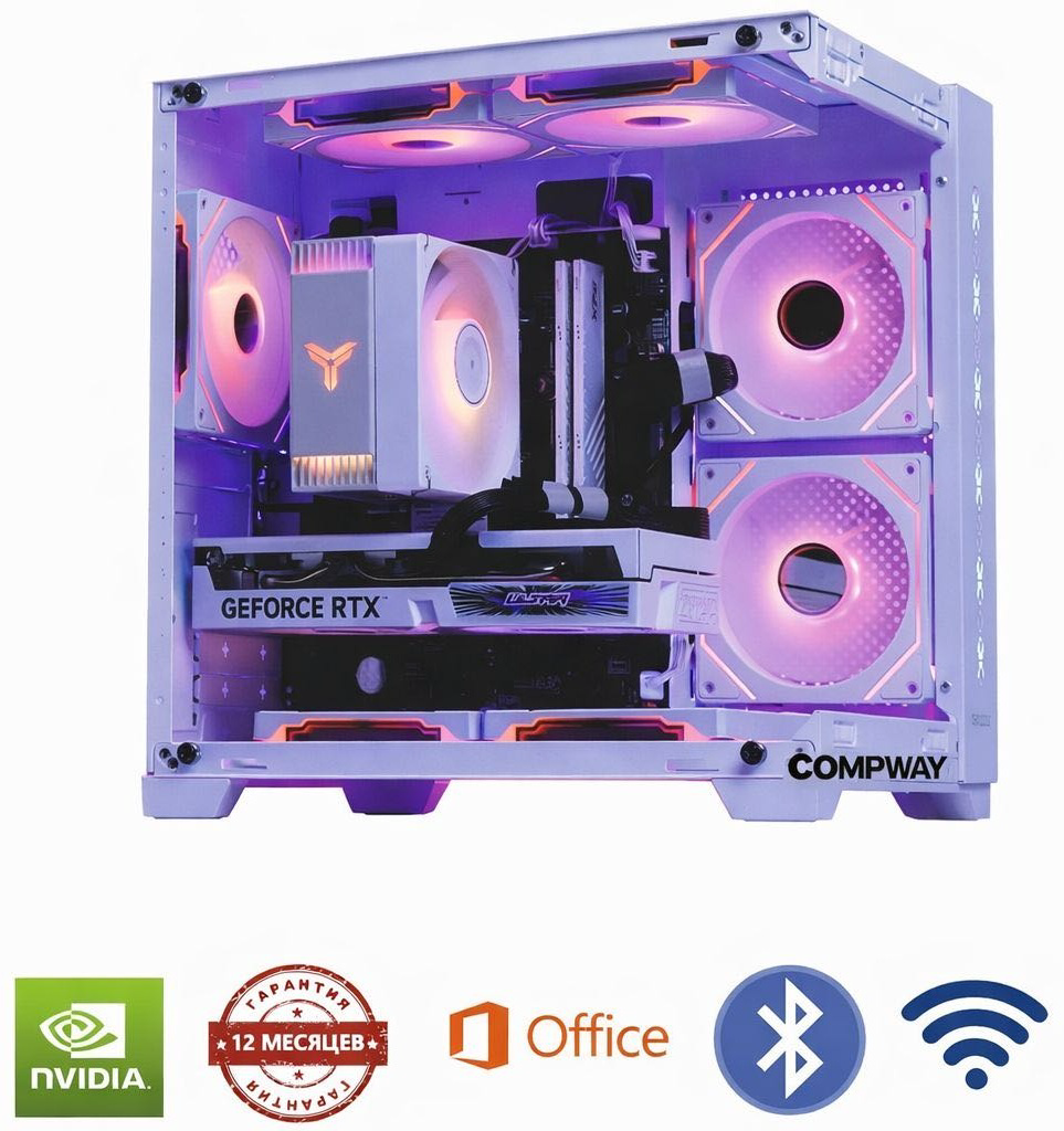 Системный блок Compway Intel Core i5-14400F / RTX 5060 / 16 ГБ / SSD 500 ГБ / Windows 11 Pro