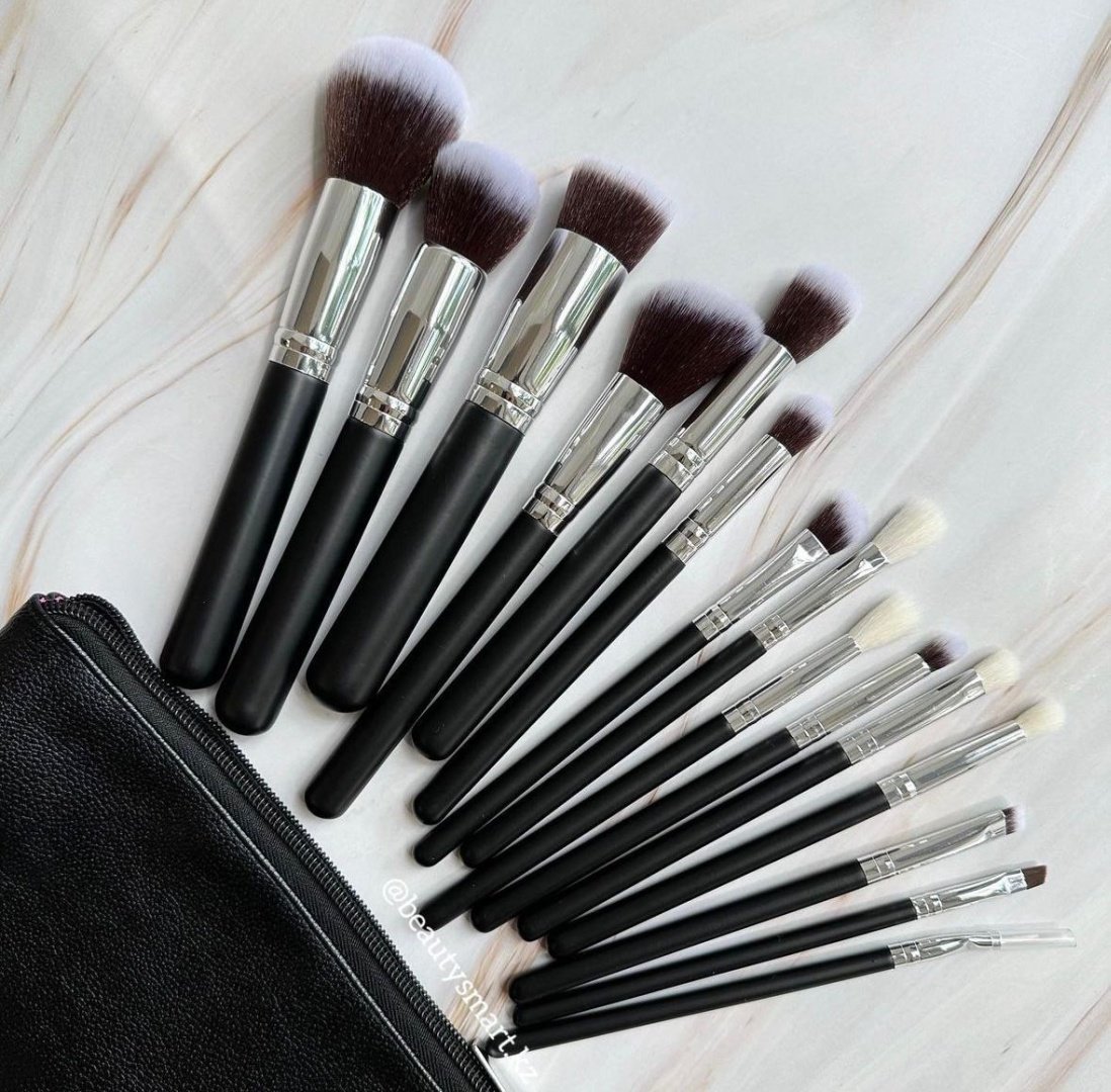BeautySmart.kz Набор кистей 11 шт синтетических и 4 натуральных кистей черный 15 купить,NaN