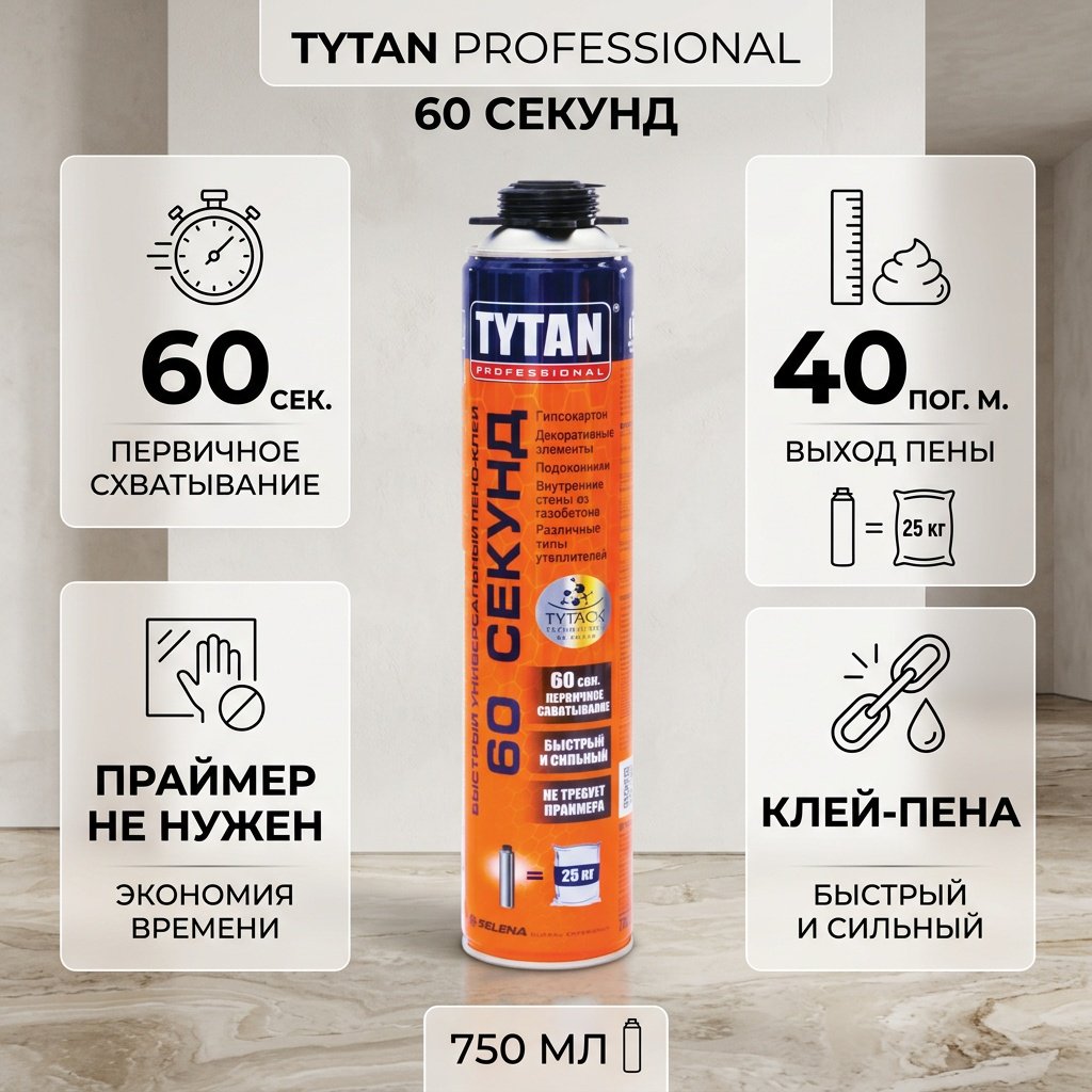 TYTAN клей-пена 60 секунд, 750 мл 1 шт