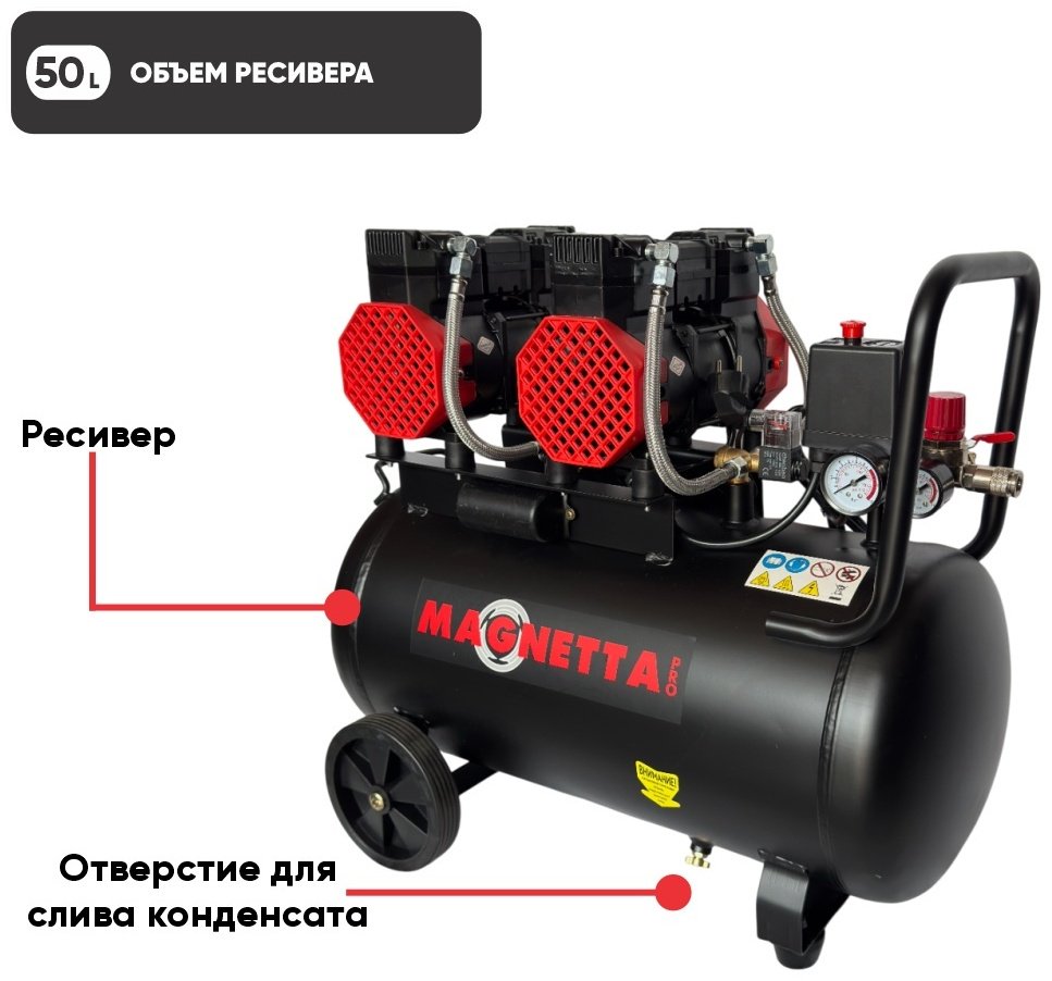 Компрессор безмасляный Magnetta BW1100H2-50, 8 бар купить,NaN