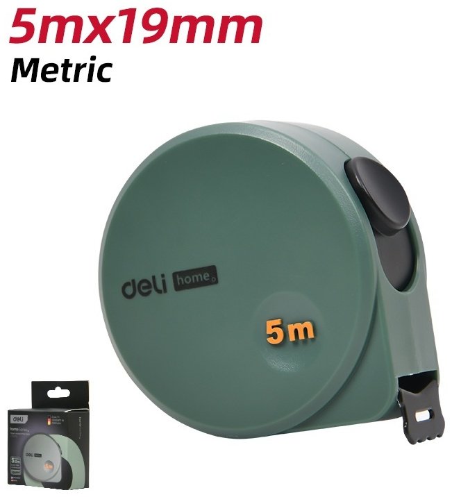 DELI рулетка бытовая, строительная HT8519L, 5 м х 19 мм