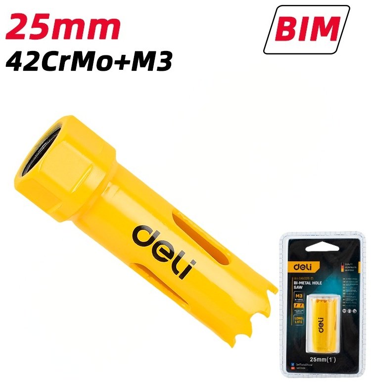 Коронка DELI EDH-SKK025-E1 биметаллическая D 25 мм, 1 шт