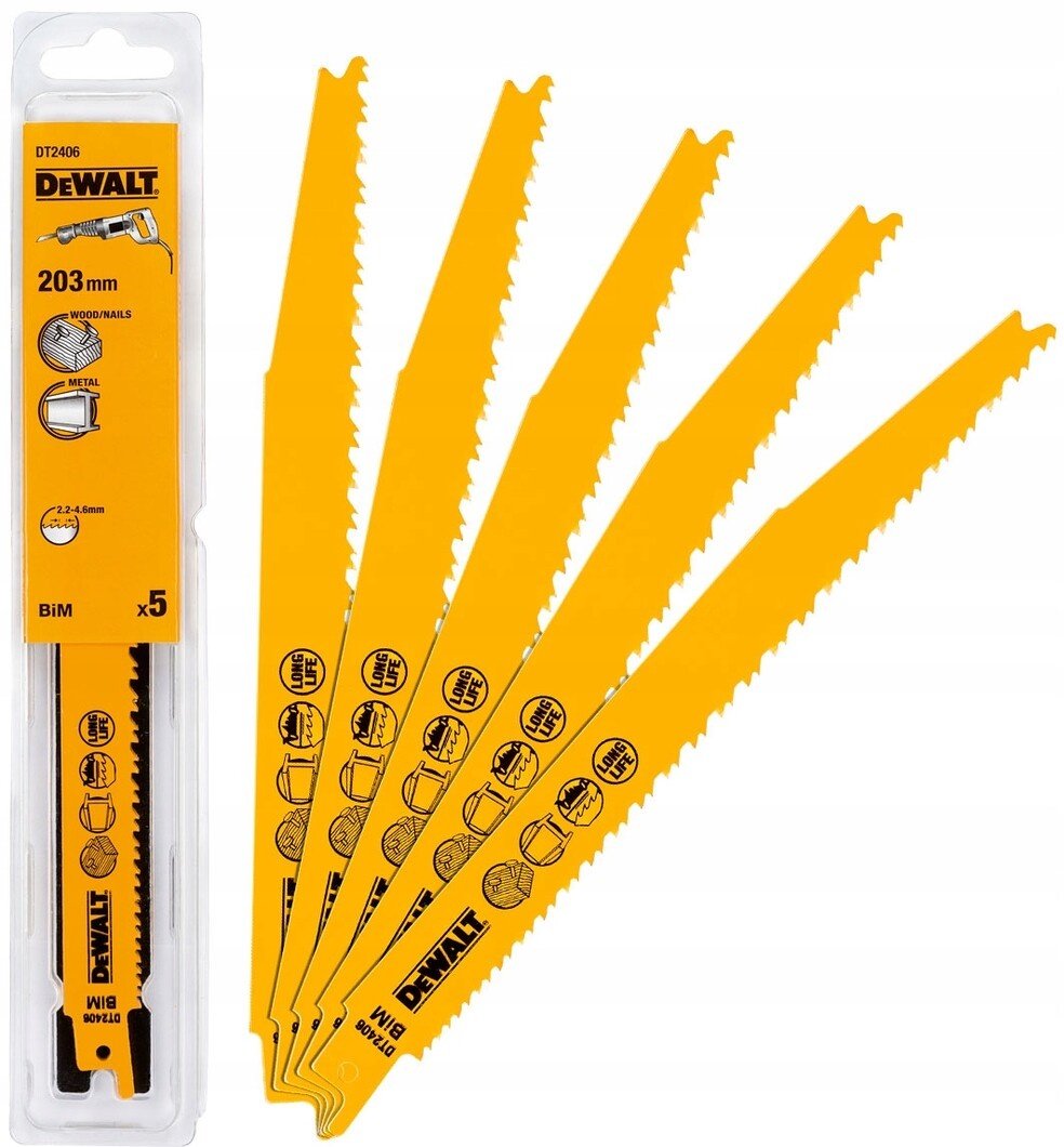 Пильное полотно DeWALT 203 мм, 5 шт. арт. DT2406