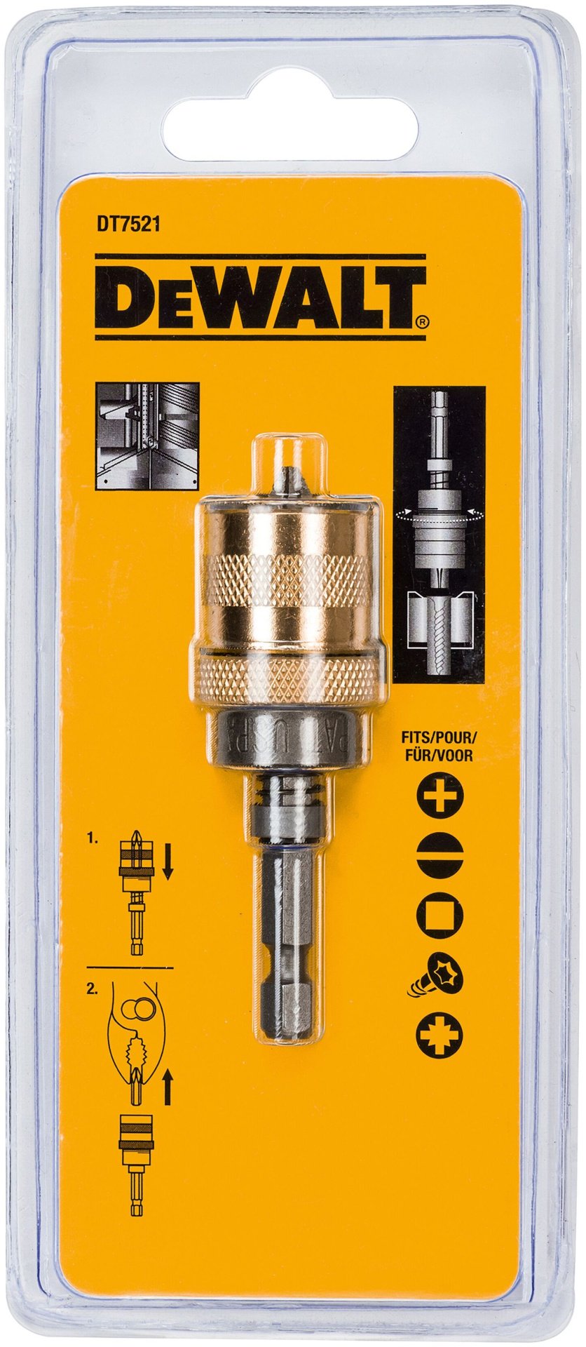 Удлинитель прямой 1/4 DeWALT DT7521, 1 шт