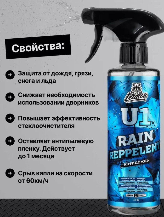 Жидкость для стеклоомывателя LERATON Антидождь U1 L425 0С 0.473 л