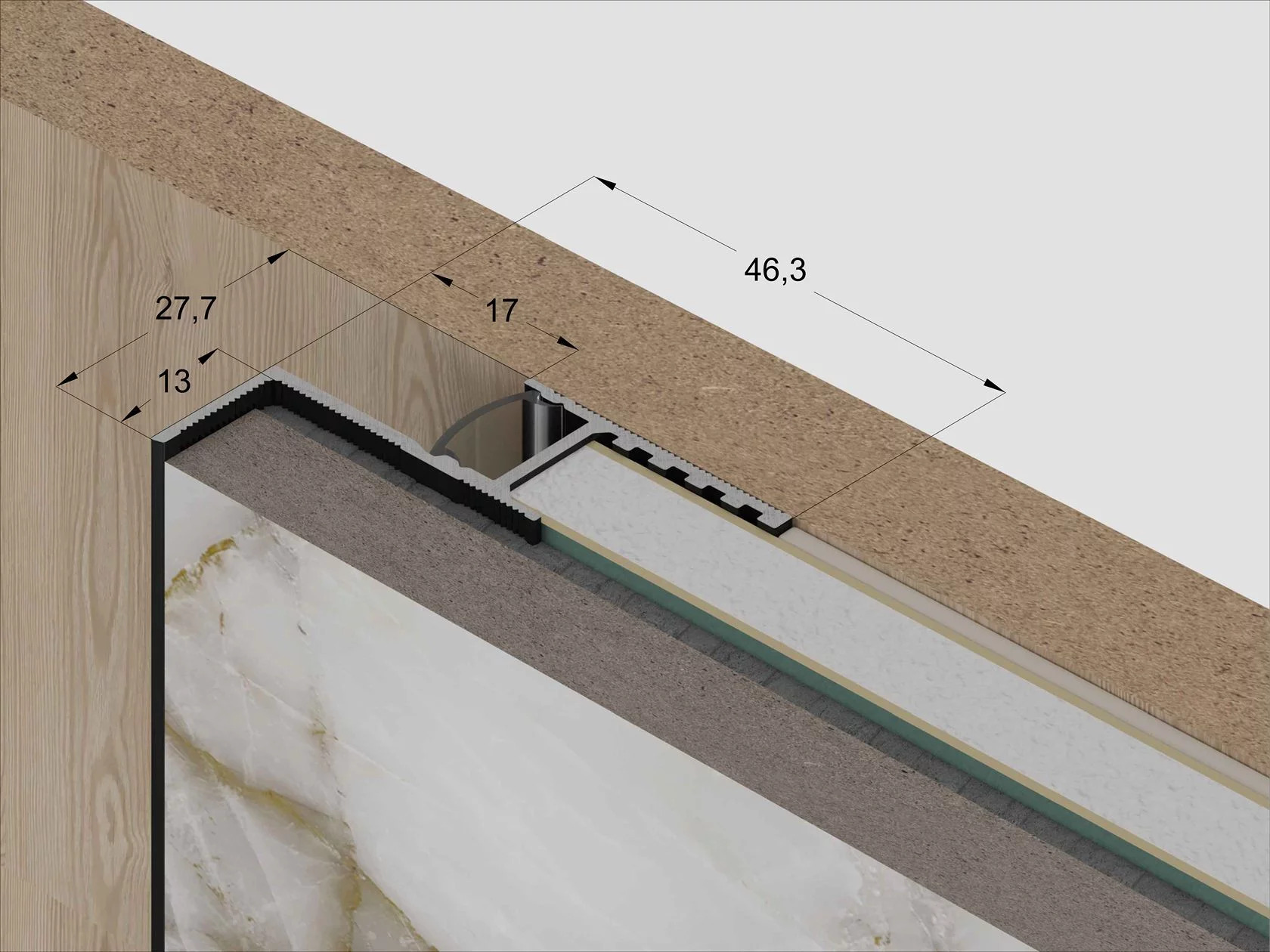 Теневая рейка Laconistiq Multilevel ТРМЧА 46.3х27.7х3000мм чёрный купить,NaN