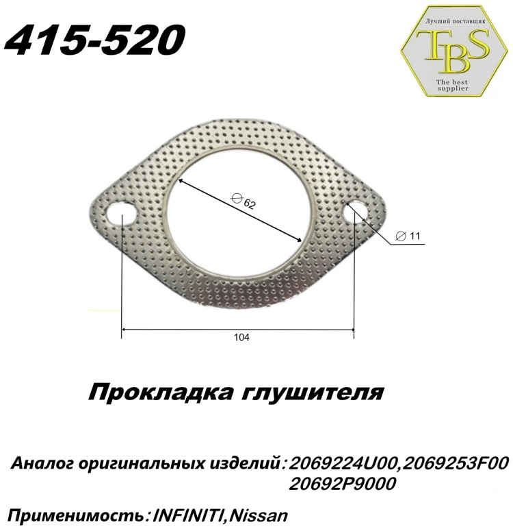 Прокладка глушителя TBS 415-520 / 750-907 / 256-054 купить,NaN