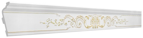 Потолочный плинтус Glanzepol GP-108 Gold 2000x75x185мм золотистый/белый купить,NaN