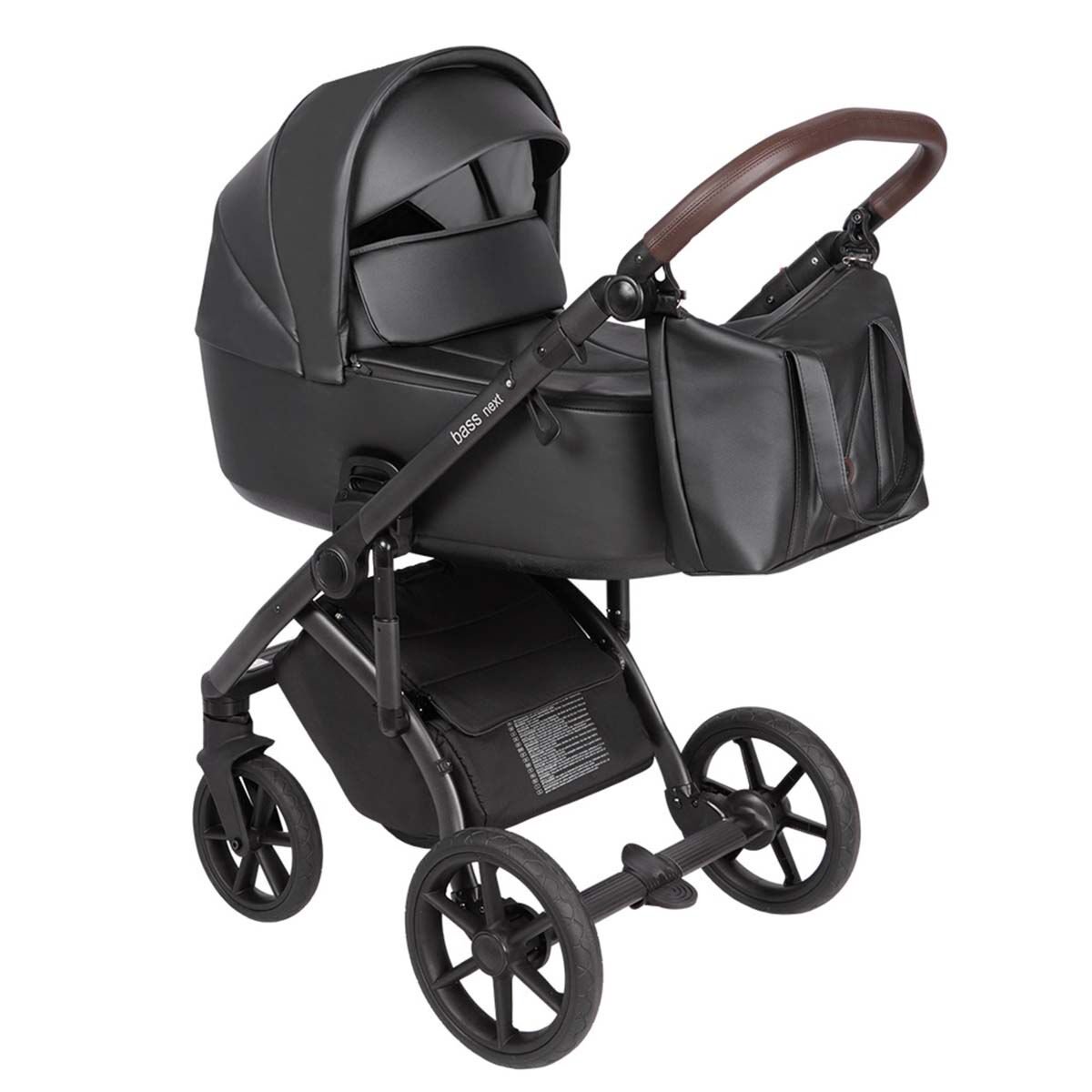 Коляска 2 в1 Roan Bass Next Black Pearl/Black/руч.Тем.коричневый купить,NaN