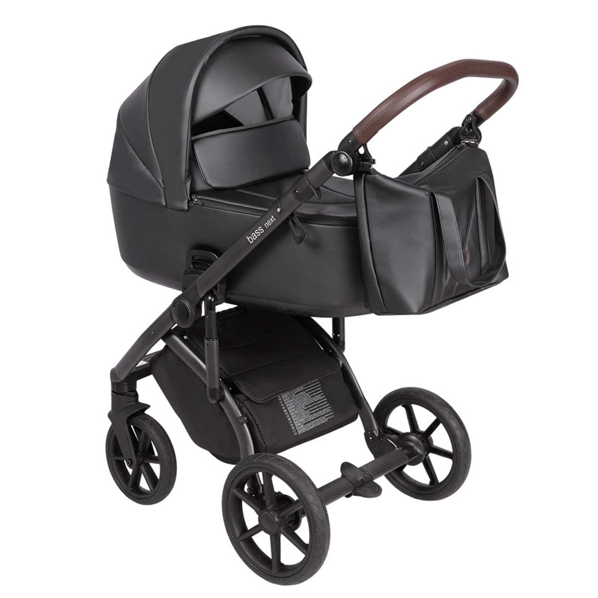 Коляска 2 в1 Roan Bass Next Black Pearl/Black/руч.Тем.коричневый купить,NaN