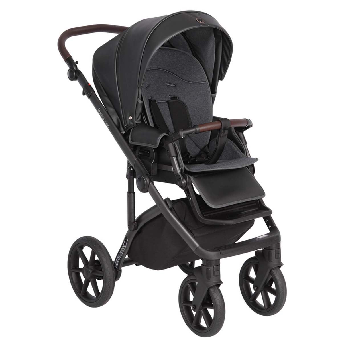 Коляска 2 в1 Roan Bass Next Black Pearl/Black/руч.Тем.коричневый купить,NaN
