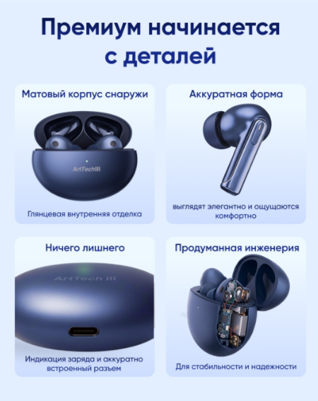 Наушники ArtTech Flow синие + Flow синие
