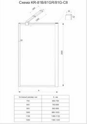 Душевая перегородка Veconi KR-81GR KR81GR-100-01-C8 стекло 8мм