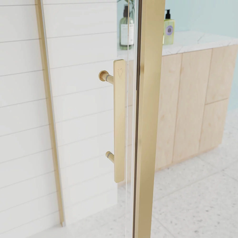 Комплект душевой угол Veconi Evo 100 G E1-G-110-01-C9 + AL-SP-G-80-00-C4 золото
