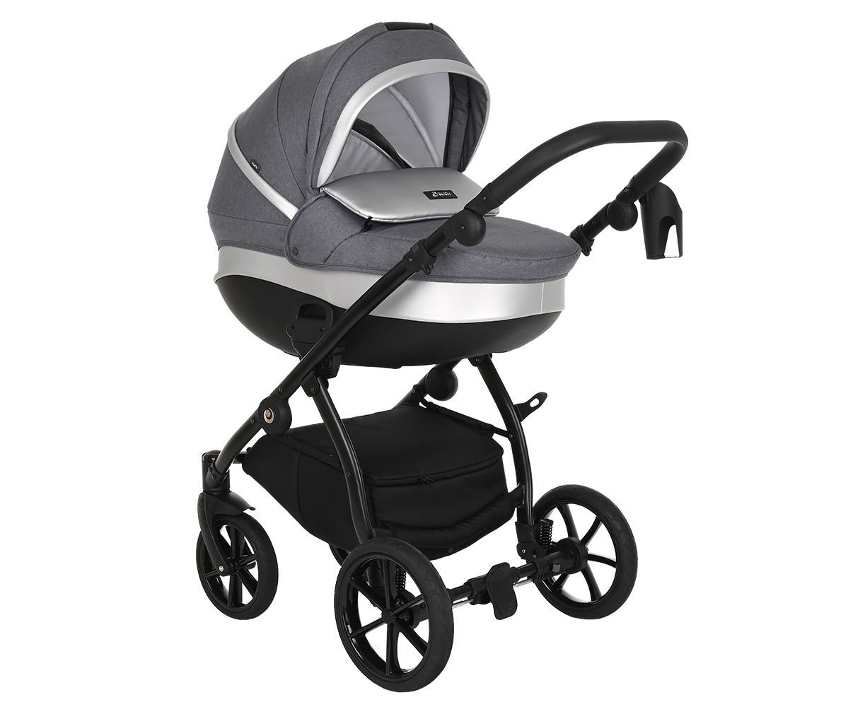 Коляска 3 в 1 Tutis Nanni Кожа Gray/Silver купить,NaN