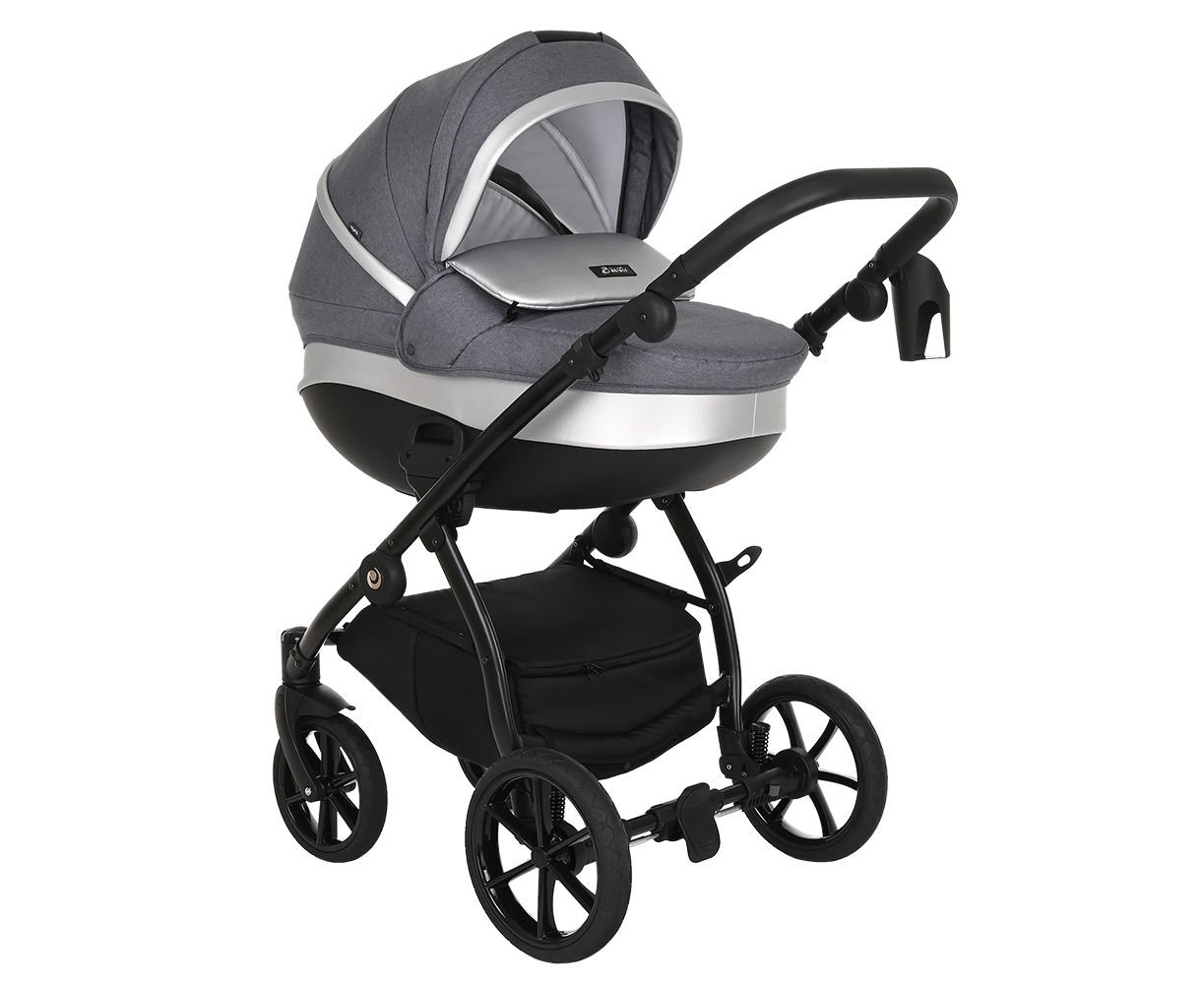 Коляска 3 в 1 Tutis Nanni Кожа Gray/Silver купить,NaN